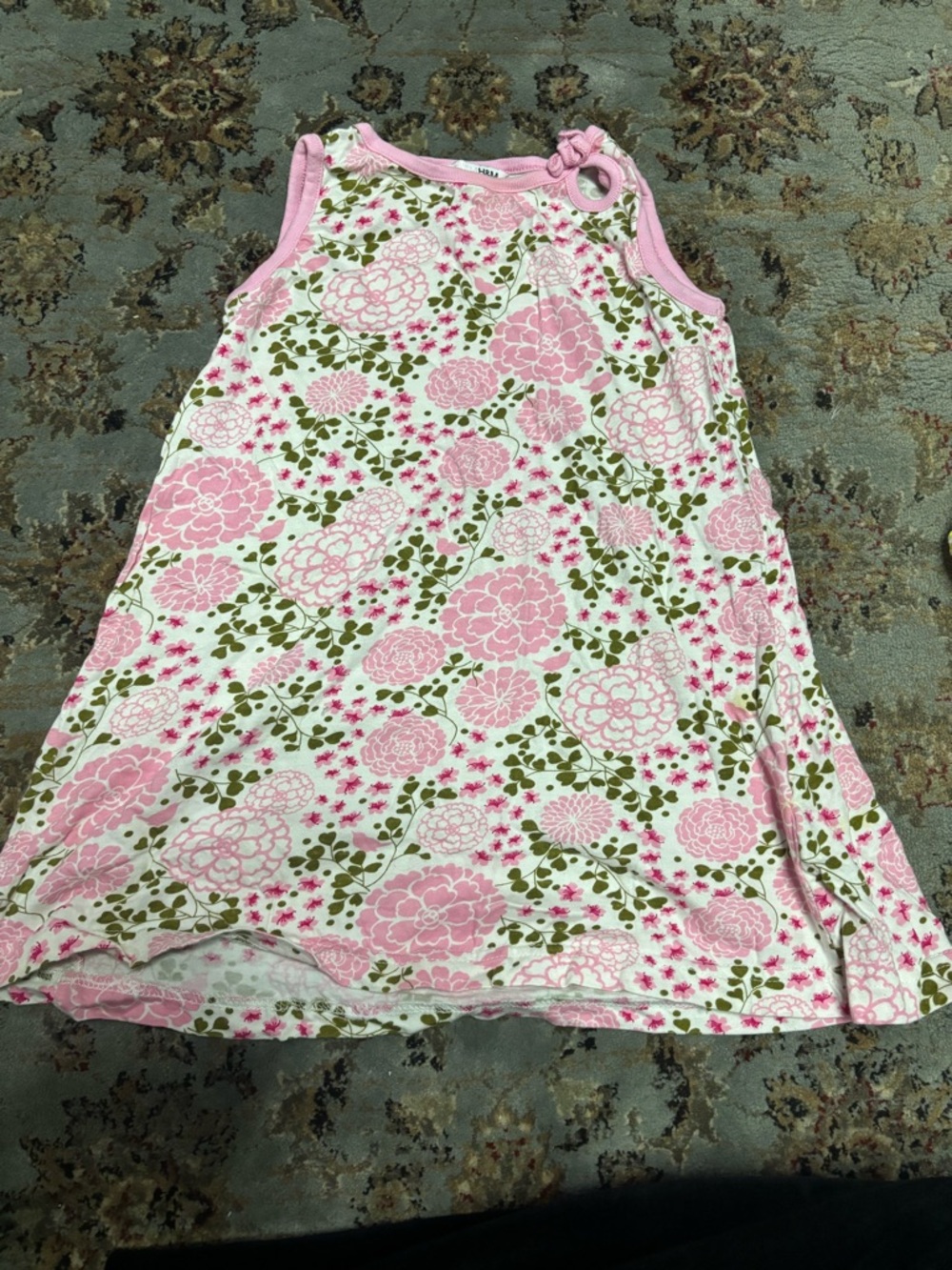 H&M Pink and Green Floral Sleeveless Dress for Kids